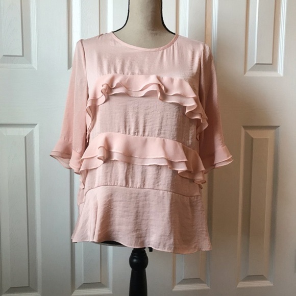 Who What Wear Dusty pink ruffle blouse, Size S - Picture 2 of 8